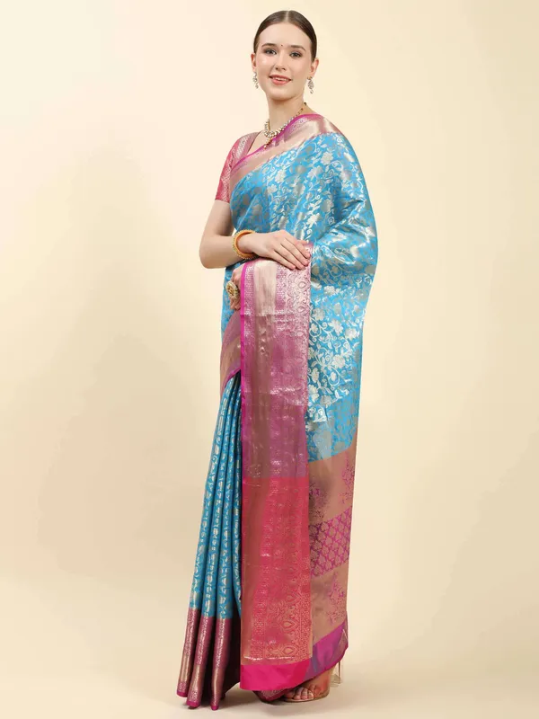 Sky_Blue_Soft_Banarasi_Silk_With_Beautiful_Gold_Zari_Weaving_With_Rich_Pallu_Saree