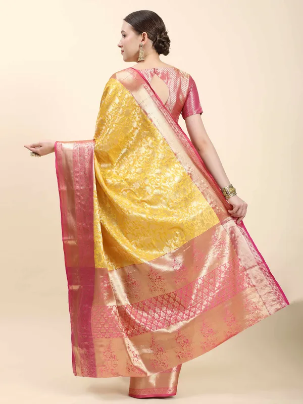 Yellow_Soft_Banarasi_Silk_With_Beautiful_Gold_Zari_Weaving_With_Rich_Pallu_Saree
