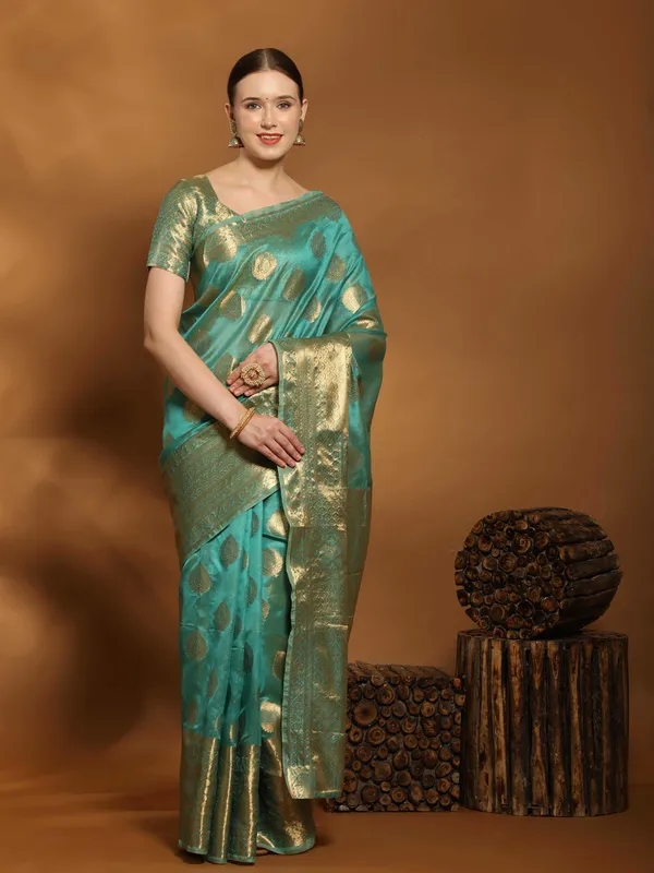 Sky_Blue_Organza_Silk_With_Beautiful_Gold_Zari_Weaving_With_Rich_Pallu_Saree
