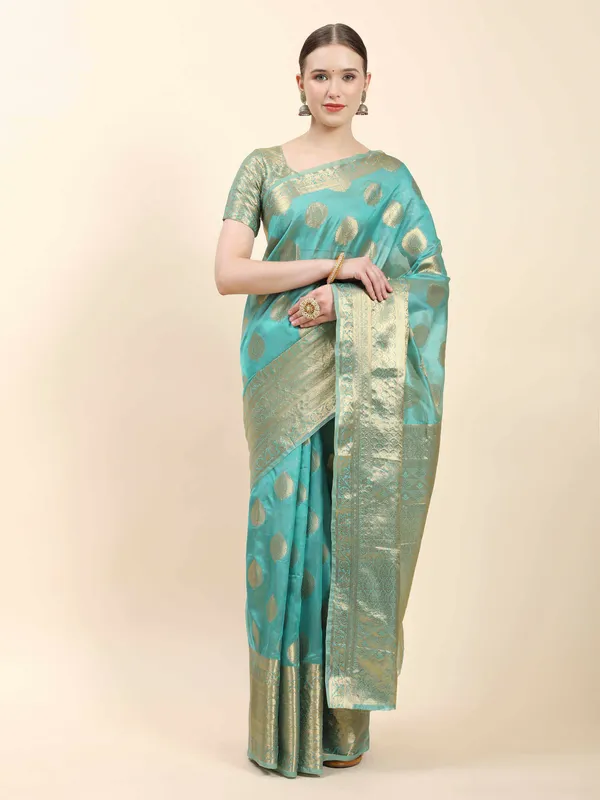 Sky_Blue_Organza_Silk_With_Beautiful_Gold_Zari_Weaving_With_Rich_Pallu_Saree