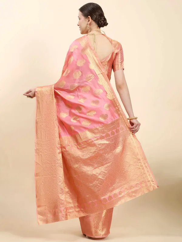 Light_Pink_Organza_Silk_With_Beautiful_Gold_Zari_Weaving_With_Rich_Pallu_Saree