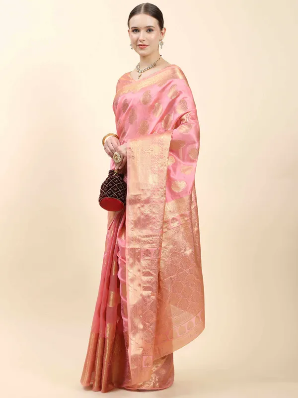 Light_Pink_Organza_Silk_With_Beautiful_Gold_Zari_Weaving_With_Rich_Pallu_Saree