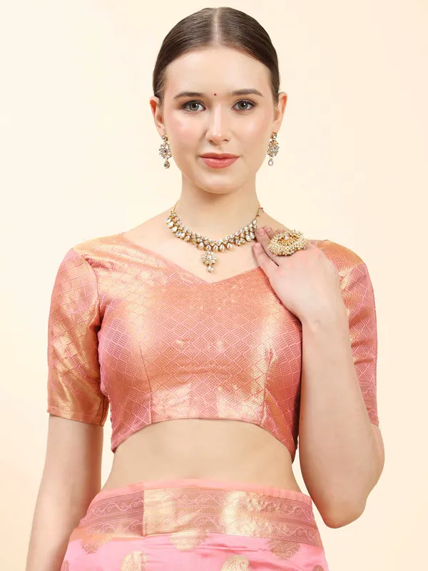 Light_Pink_Organza_Silk_With_Beautiful_Gold_Zari_Weaving_With_Rich_Pallu_Saree