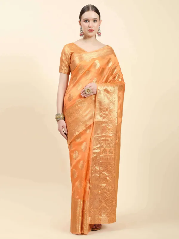 Orange_Organza_Silk_With_Beautiful_Gold_Zari_Weaving_With_Rich_Pallu_Saree