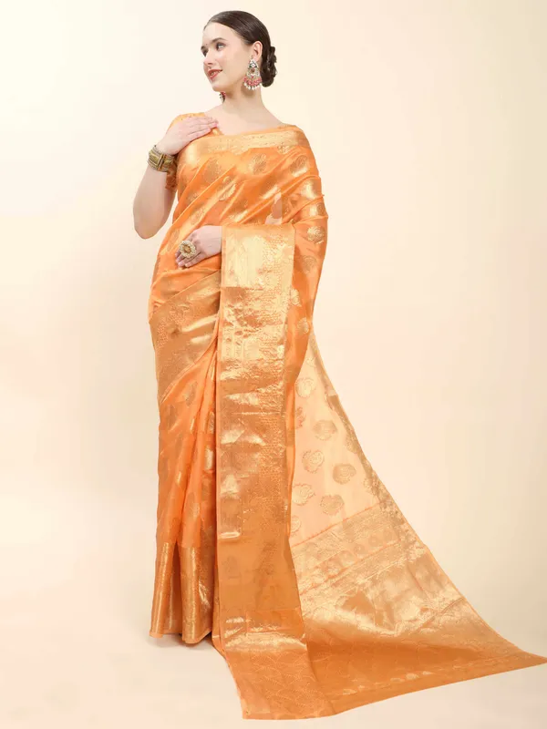 Orange_Organza_Silk_With_Beautiful_Gold_Zari_Weaving_With_Rich_Pallu_Saree
