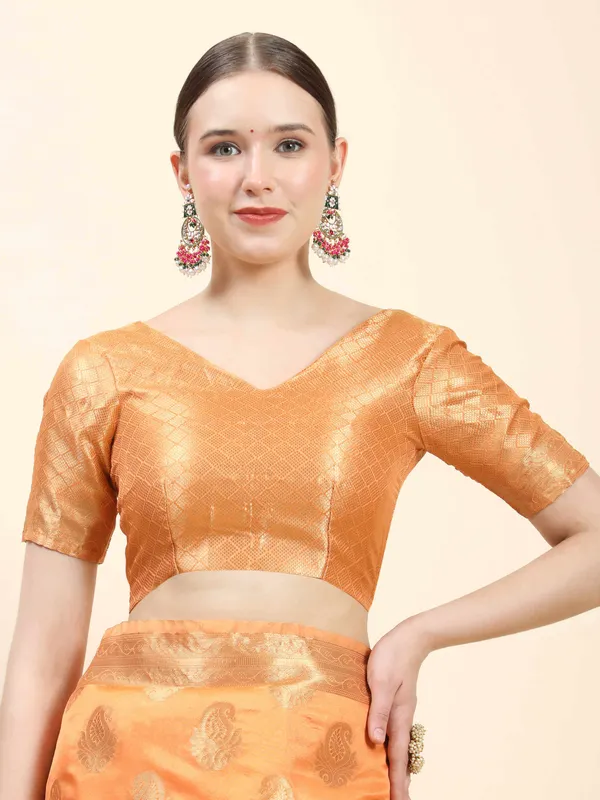 Orange_Organza_Silk_With_Beautiful_Gold_Zari_Weaving_With_Rich_Pallu_Saree