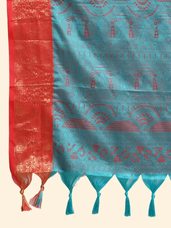 Peacoke_Blue_Soft_Kanjivaram_Rich_Pallu_Self_Jacquard_Weaving_With_Gold_Zari_Saree