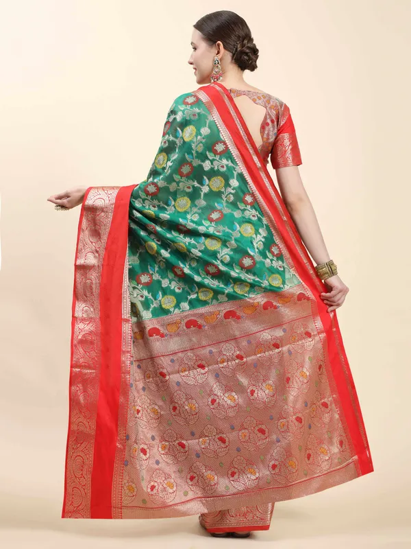 Olive_Greem_Pure_Lichi_Silk_With_Beautiful_Gold_Zari_Weaving_With_Heavy_Rich_Pallu_Saree