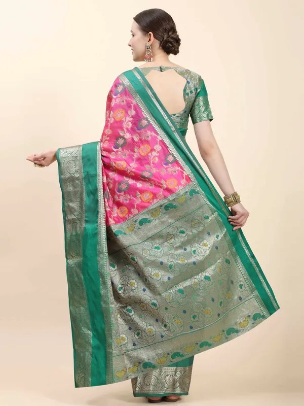 Pink_Pure_Lichi_Silk_With_Beautiful_Gold_Zari_Weaving_With_Heavy_Rich_Pallu_Saree