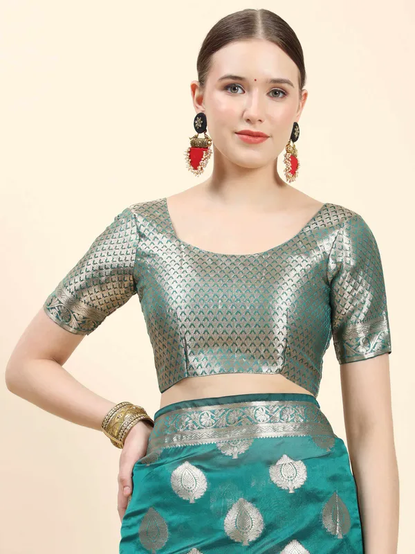 Teal_Blue_Organza_Silk_With_Beautiful_Gold_Zari_Weaving_With_Rich_Pallu_Saree