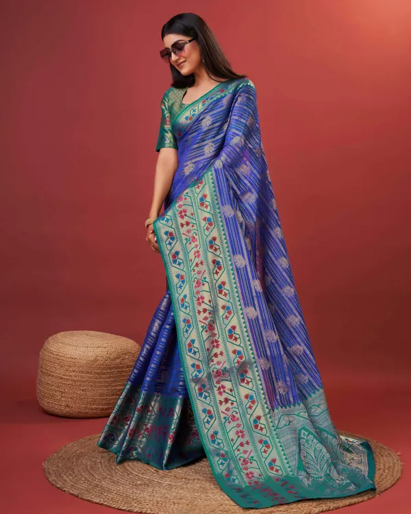 Royal_Blue_Pure_Lichi_Silk_With_Beautiful_Gold_Zari_Weaving_With_Heavy_Rich_Pallu_Saree