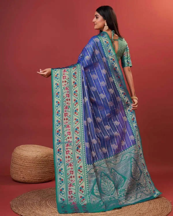 Royal_Blue_Pure_Lichi_Silk_With_Beautiful_Gold_Zari_Weaving_With_Heavy_Rich_Pallu_Saree