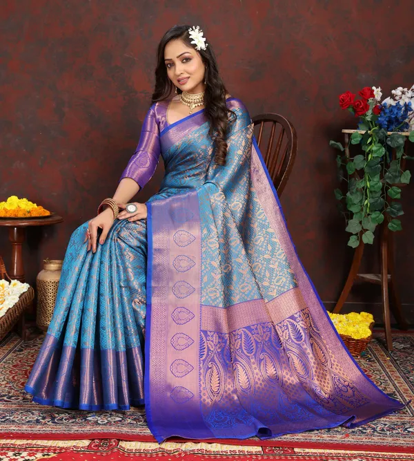 Sky_Blue_Lichi_Silk_With_Beautiful_Gold_And_Silver_Zari_Weaving_With_Rich_Pallu_Saree