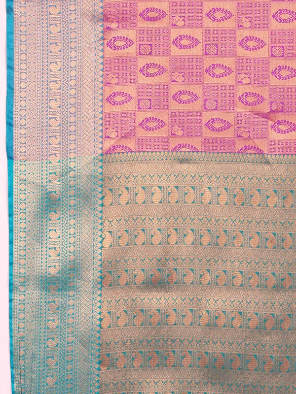 Pink_Lichi_Silk_With_Beautiful_Gold_And_Silver_Zari_Weaving_With_Rich_Pallu_Saree