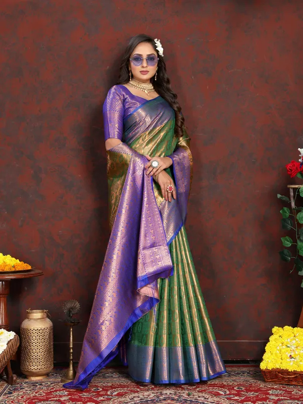 Green_Lichi_Silk_With_Beautiful_Gold_And_Silver_Zari_Weaving_With_Rich_Pallu_Saree