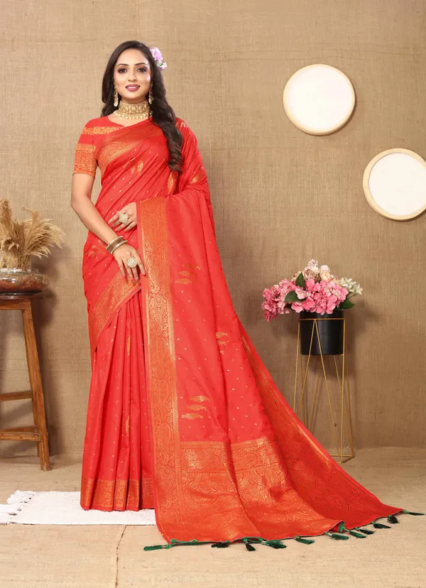 Red_Soft_Silk_With_Copper_Zari_Weaving_Design_And_Rich_Zari_Weaving_Pallu_Saree