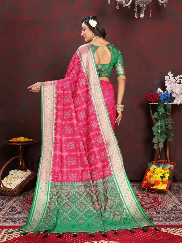 Pink_Soft_Patola_Silk_With_Meenakari_Zari_Weaving_Patterns_And_Rich_Zari_Weaving_Pallu_Saree