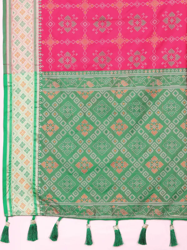Pink_Soft_Patola_Silk_With_Meenakari_Zari_Weaving_Patterns_And_Rich_Zari_Weaving_Pallu_Saree