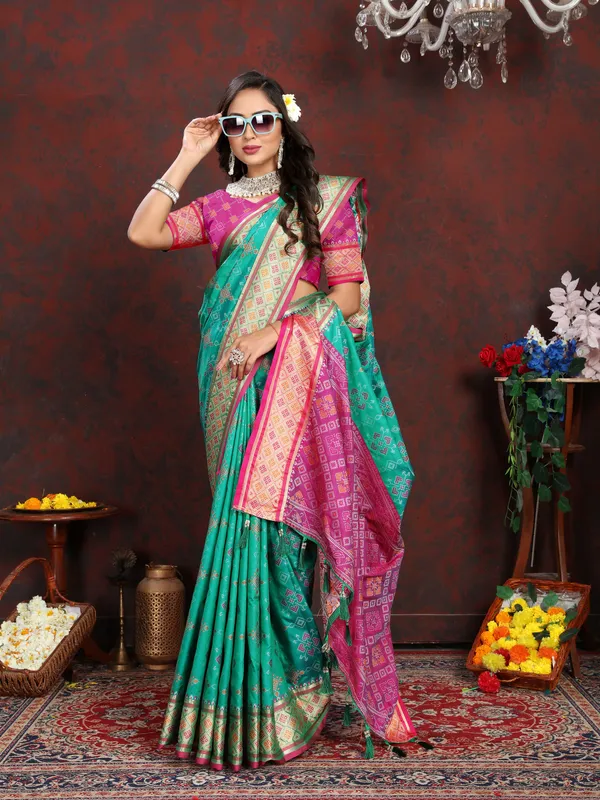 Green_Soft_Patola_Silk_With_Meenakari_Zari_Weaving_Patterns_And_Rich_Zari_Weaving_Pallu_Saree