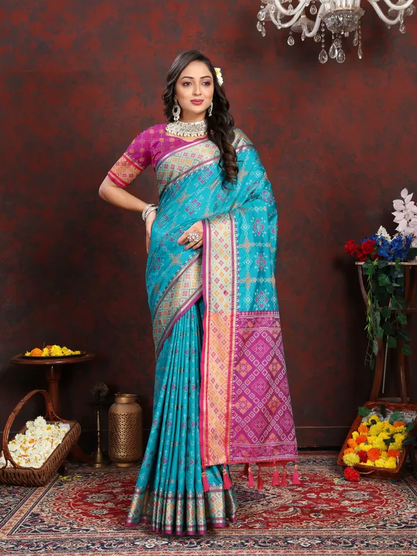 Sky_Blue_Soft_Patola_Silk_With_Meenakari_Zari_Weaving_Patterns_And_Rich_Zari_Weaving_Pallu_Saree