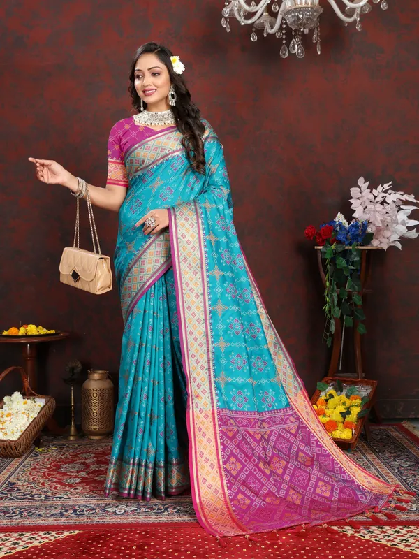 Sky_Blue_Soft_Patola_Silk_With_Meenakari_Zari_Weaving_Patterns_And_Rich_Zari_Weaving_Pallu_Saree