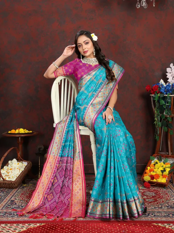 Sky_Blue_Soft_Patola_Silk_With_Meenakari_Zari_Weaving_Patterns_And_Rich_Zari_Weaving_Pallu_Saree