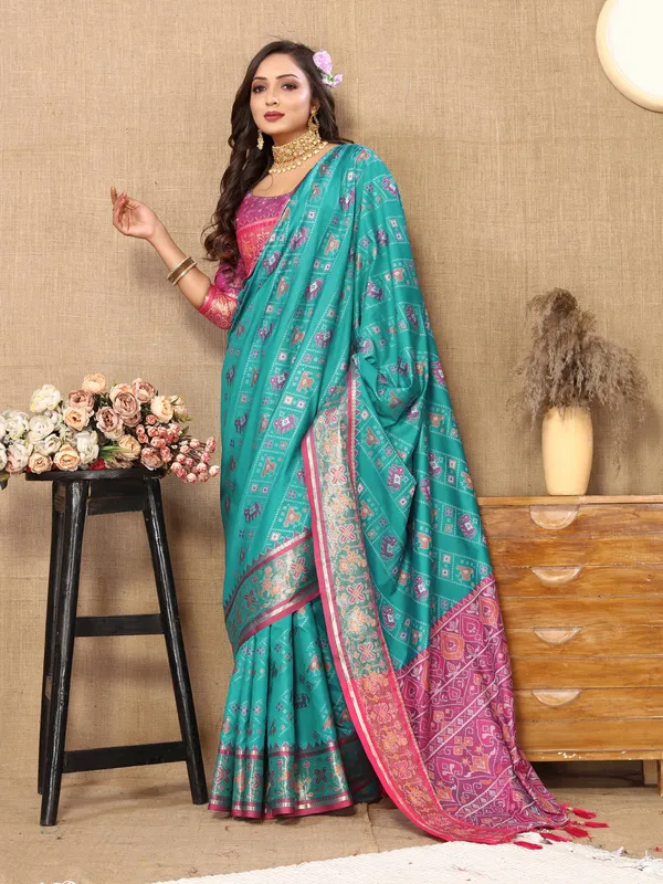 Sky_Blue_Soft_Patola_Silk_With_Meenakari_Zari_Weaving_Patterns_And_Rich_Zari_Weaving_Pallu_Saree