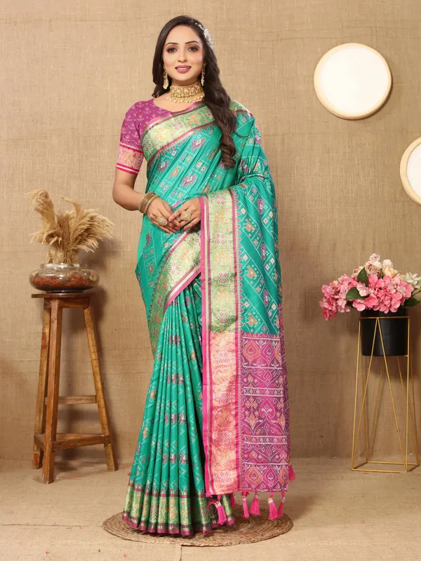 Green_Soft_Patola_Silk_With_Meenakari_Zari_Weaving_Patterns_And_Rich_Zari_Weaving_Pallu_Saree