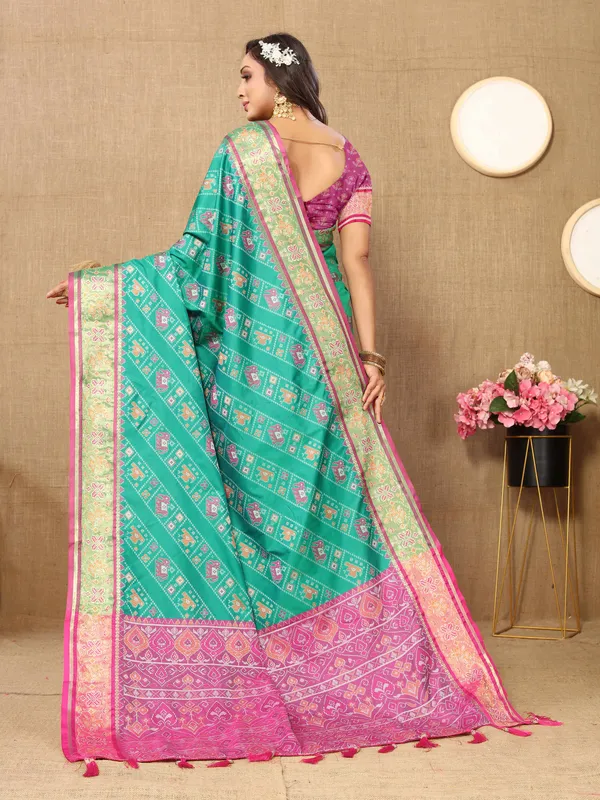 Green_Soft_Patola_Silk_With_Meenakari_Zari_Weaving_Patterns_And_Rich_Zari_Weaving_Pallu_Saree