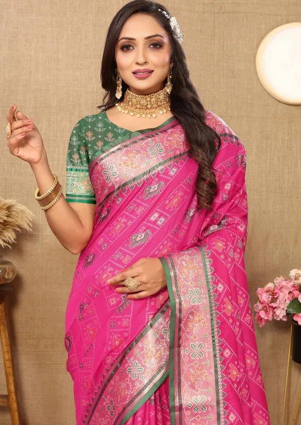 Pink_Soft_Patola_Silk_With_Meenakari_Zari_Weaving_Patterns_And_Rich_Zari_Weaving_Pallu_Saree
