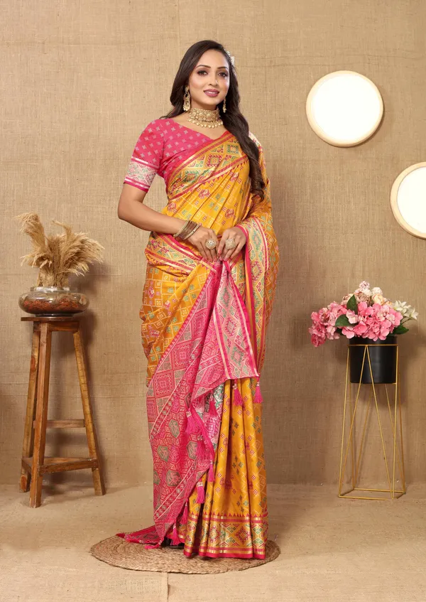 Yellow_Soft_Patola_Silk_With_Meenakari_Zari_Weaving_Patterns_And_Rich_Zari_Weaving_Pallu_Saree