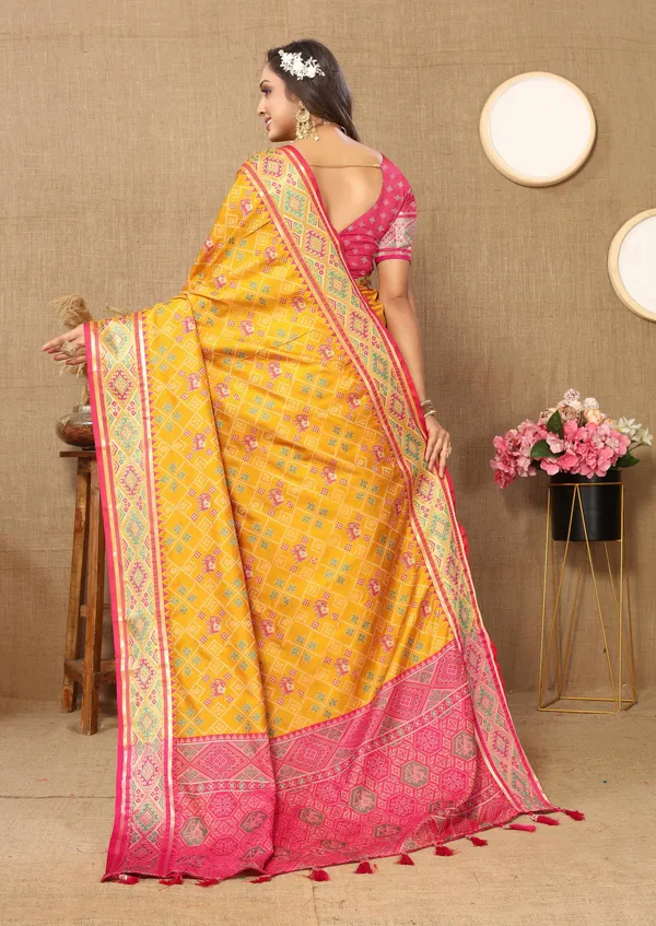 Yellow_Soft_Patola_Silk_With_Meenakari_Zari_Weaving_Patterns_And_Rich_Zari_Weaving_Pallu_Saree