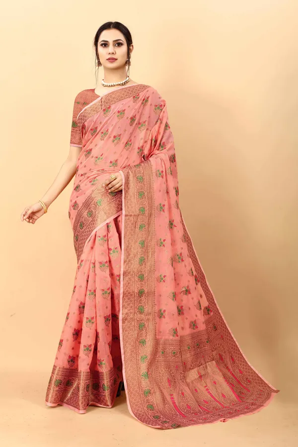 Orange_Amazing_Ethnic_Wear_Silk_Blended_Chanderi_Traditional_Saree