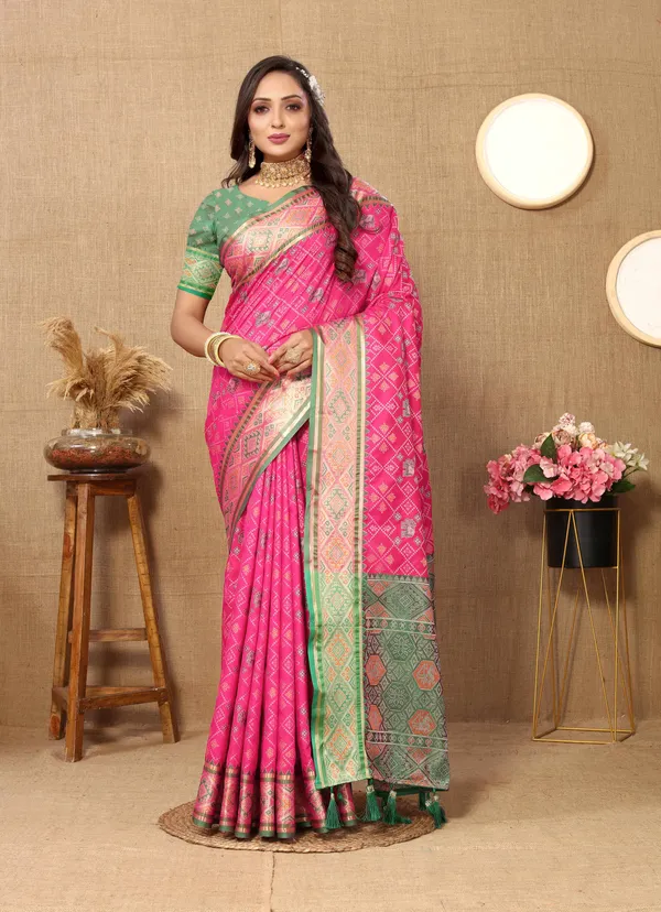 Pink_Soft_Patola_Silk_With_Meenakari_Zari_Weaving_Patterns_And_Rich_Zari_Weaving_Pallu_Saree