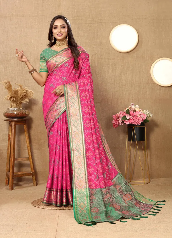 Pink_Soft_Patola_Silk_With_Meenakari_Zari_Weaving_Patterns_And_Rich_Zari_Weaving_Pallu_Saree