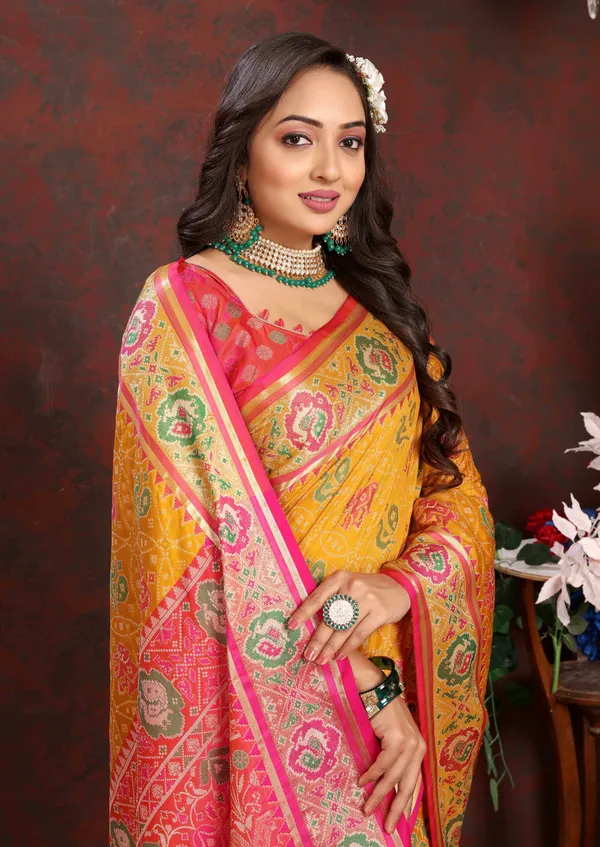 Gold_Soft_Patola_Silk_With_Meenakari_Zari_Weaving_Patterns_And_Rich_Zari_Weaving_Pallu_Saree