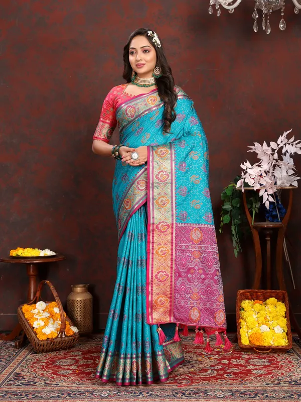 Sky_Blue_Soft_Patola_Silk_With_Meenakari_Zari_Weaving_Patterns_And_Rich_Zari_Weaving_Pallu_Saree