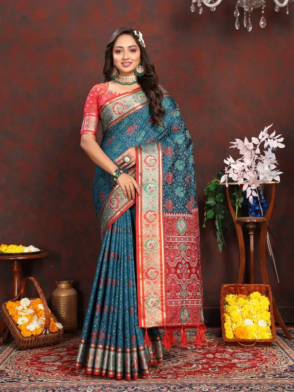 Navy_Blue_Soft_Patola_Silk_With_Meenakari_Zari_Weaving_Patterns_And_Rich_Zari_Weaving_Pallu_Saree