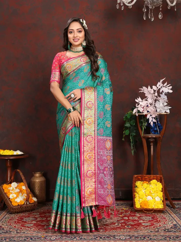 Green_Soft_Patola_Silk_With_Meenakari_Zari_Weaving_Patterns_And_Rich_Zari_Weaving_Pallu_Saree