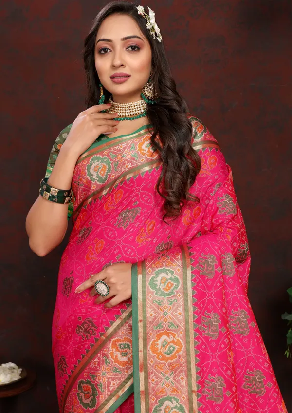 Red_Soft_Patola_Silk_With_Meenakari_Zari_Weaving_Patterns_And_Rich_Zari_Weaving_Pallu_Saree