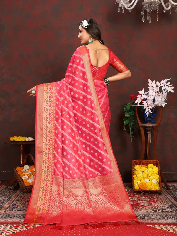 Red_Soft_Organza_Silk_With_Meenakari_Weaving_Design_Pallu_Saree
