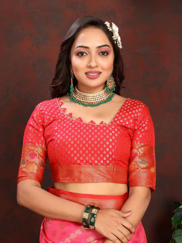 Red_Soft_Organza_Silk_With_Meenakari_Weaving_Design_Pallu_Saree