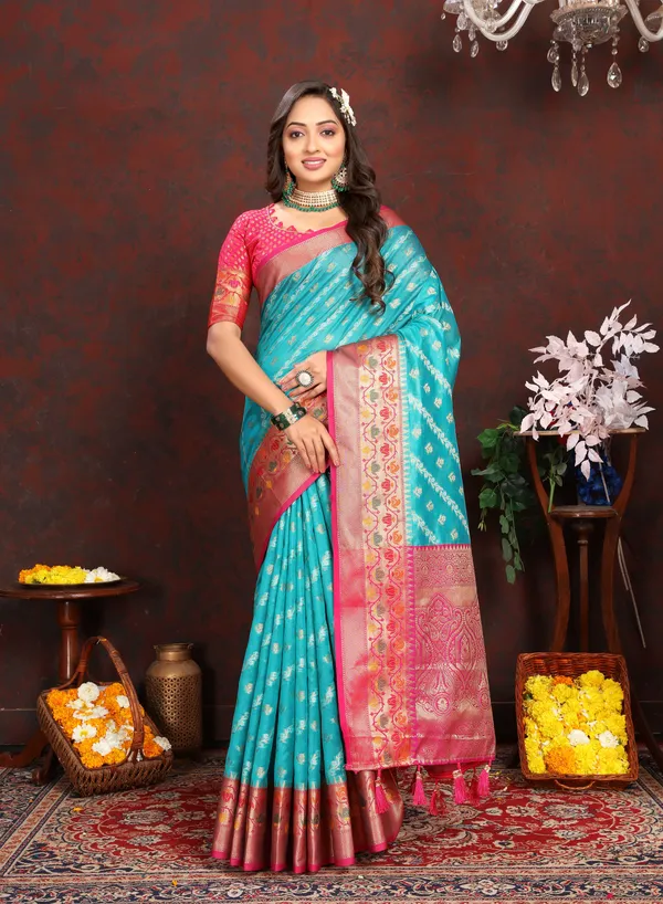 Sky_Blue_Soft_Organza_Silk_With_Meenakari_Weaving_Design_Pallu_Saree