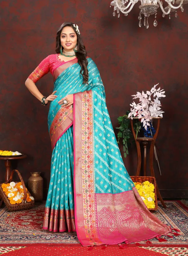 Sky_Blue_Soft_Organza_Silk_With_Meenakari_Weaving_Design_Pallu_Saree