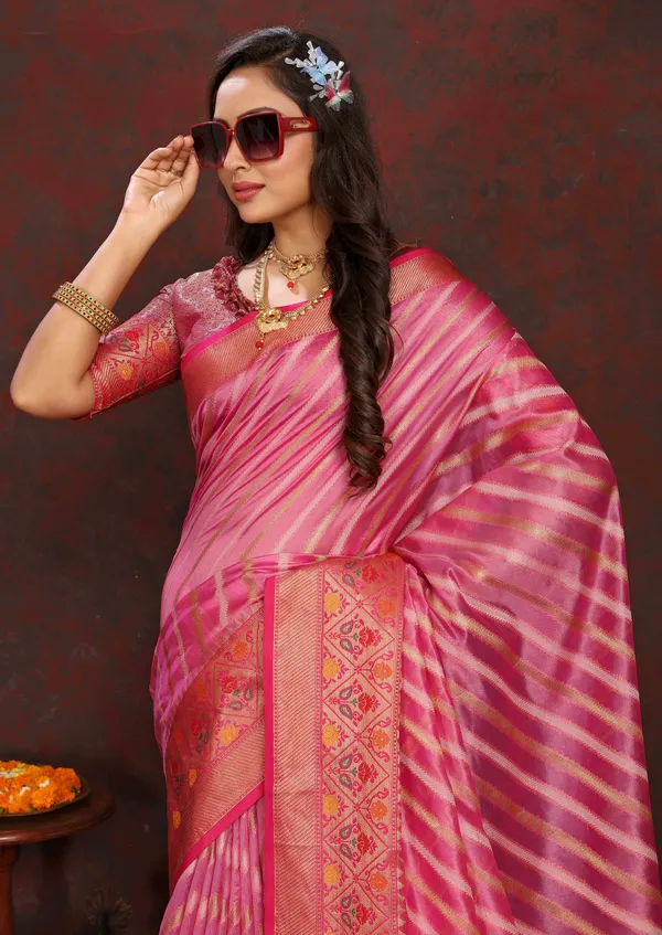 Pink_Soft_Organza_Silk_With_Meenakari_Weaving_Design_Pallu_Saree