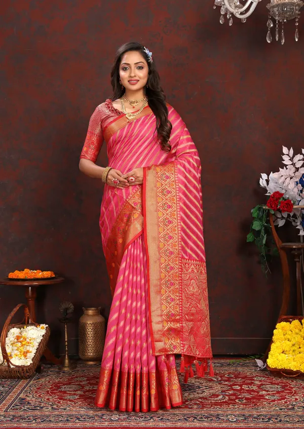 Red_Soft_Organza_Silk_With_Meenakari_Weaving_Design_Pallu_Saree