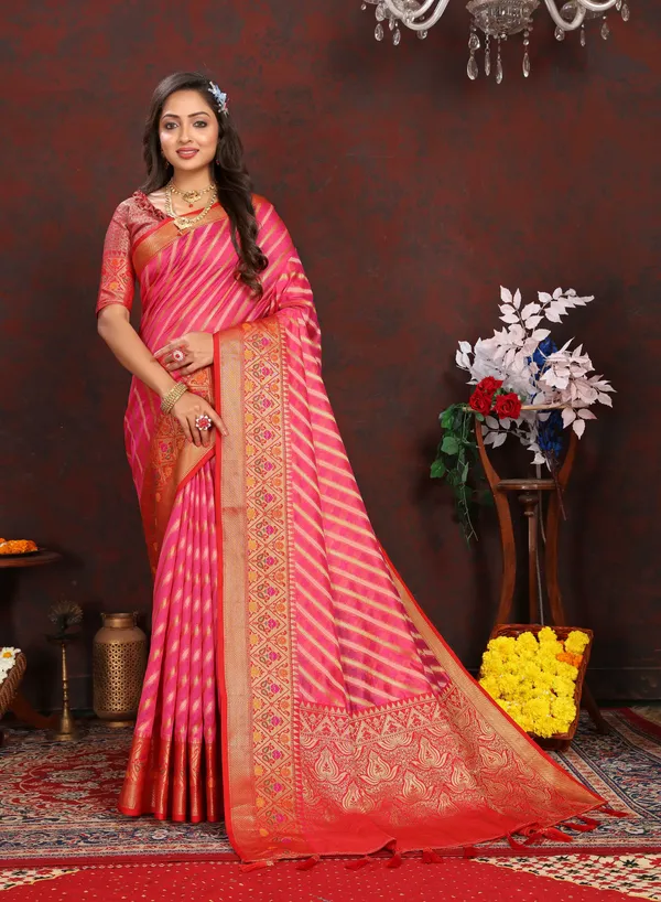 Red_Soft_Organza_Silk_With_Meenakari_Weaving_Design_Pallu_Saree