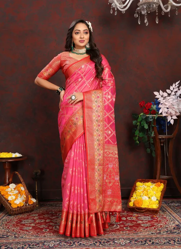 Red_Soft_Organza_Silk_With_Meenakari_Weaving_Design_Pallu_Saree