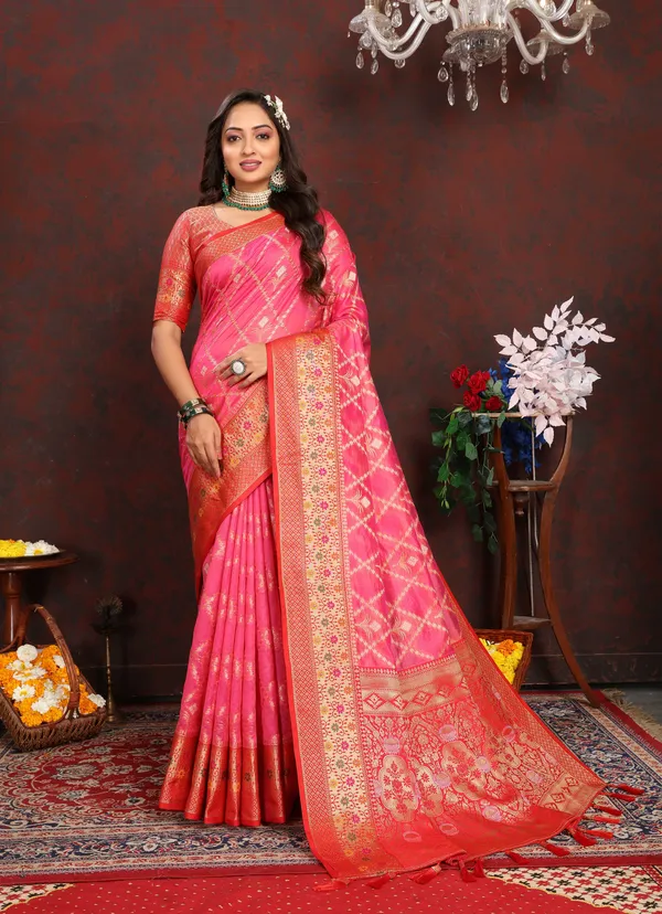 Red_Soft_Organza_Silk_With_Meenakari_Weaving_Design_Pallu_Saree