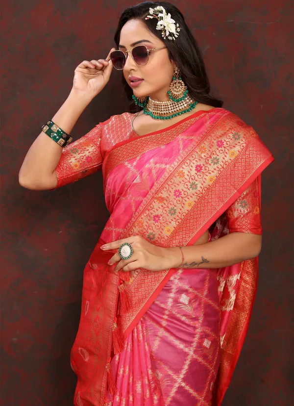 Red_Soft_Organza_Silk_With_Meenakari_Weaving_Design_Pallu_Saree